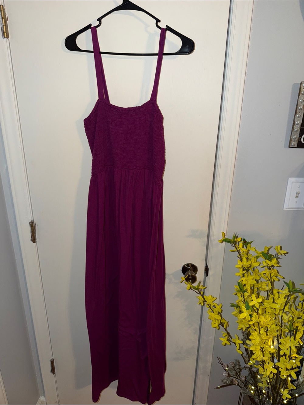 Women’s Maxi Dress - Magenta Smocked Bodice